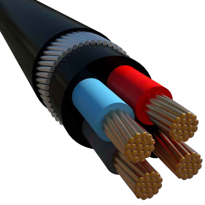 Reduced earth Armored, XLPE Insulated, PVC sheathed Power Cable (NC2XRY 3 X 95 RS + 25 RS)